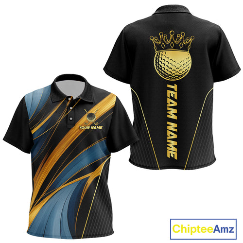 Blue and Gold KidGolf polo shirts Custom Golf Outfit For Children Team Golf shirt | Black NQS10033