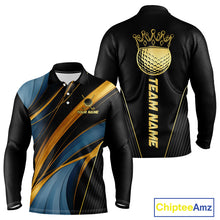 Load image into Gallery viewer, Blue and Gold Mens Golf polo shirts Custom Golf Outfit For Mens Team Golf shirts | Black NQS10033
