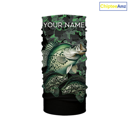 Crappie fishing black green camo personalized custom name sun protection long sleeve fishing shirts NQS3837