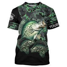 Load image into Gallery viewer, Crappie fishing black green camo personalized custom name sun protection long sleeve fishing shirts NQS3837