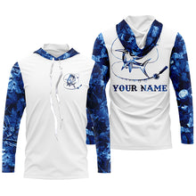 Load image into Gallery viewer, Mahi Mahi ( Dorado) fishing blue camo UV protection Customize name long sleeves fishing shirts NQS916