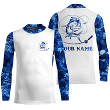 Load image into Gallery viewer, Mahi Mahi ( Dorado) fishing blue camo UV protection Customize name long sleeves fishing shirts NQS916