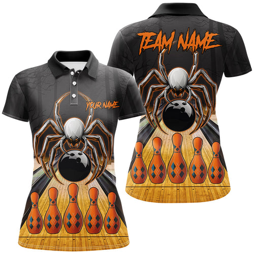 Funny Spider Halloween Bowling Shirts For Women Custom Bowling Team Jerseys, Halloween Bowling Outfits NQS8569