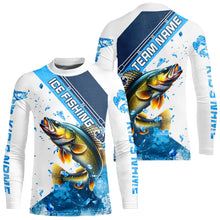 Load image into Gallery viewer, Personalized Blue Ice Walleye Ice Fishing Shirts Custom Walleye Long Sleeve Fishing Jersey for Team NQS9289