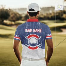Load image into Gallery viewer, Red, White and Blue Grunge Mens Golf Polo Shirts Custom Patriotic Team Golf Outfit For Men NQS11344