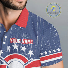 Load image into Gallery viewer, Red, White and Blue Grunge Mens Golf Polo Shirts Custom Patriotic Team Golf Outfit For Men NQS11344
