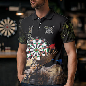 Personalized Black Camo Moose Darts Shirts For Men Custom Darts Team Jerseys NQS9467