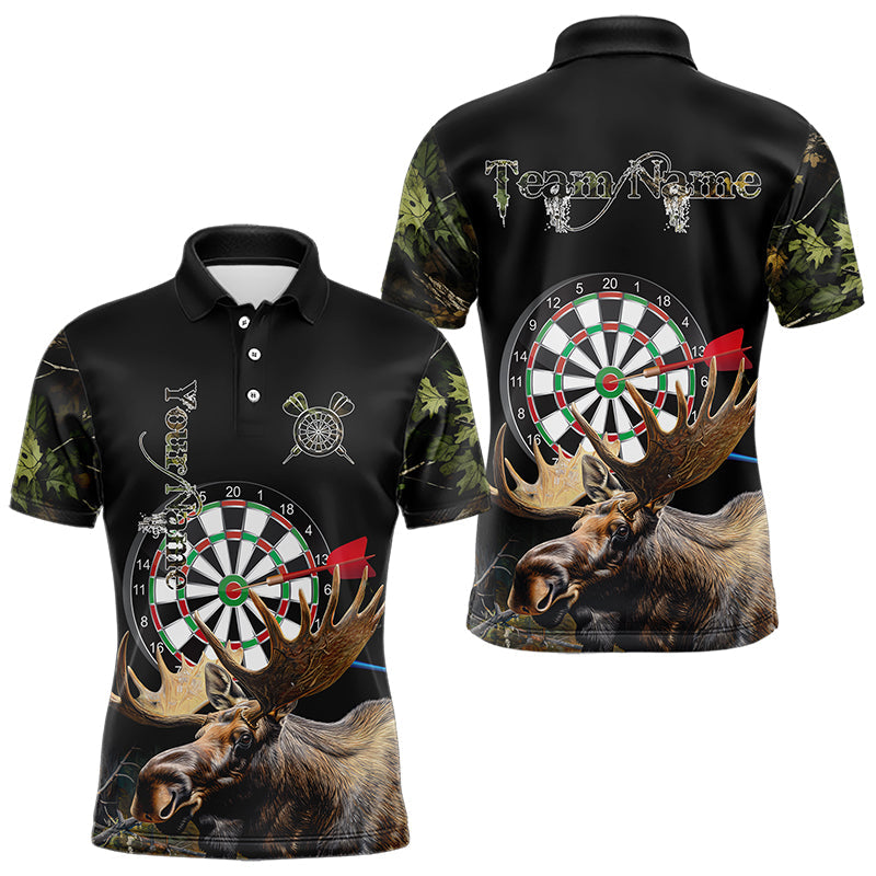 Personalized Black Camo Moose Darts Shirts For Men Custom Darts Team Jerseys NQS9467