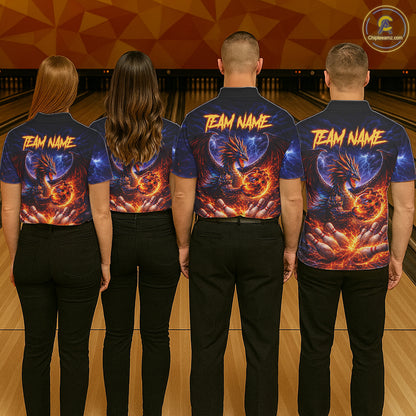 Orange and Purple Lightning Thunder Dragon Bowling Shirts for Women Custom Dragon Team Bowling Jersey NQS11680