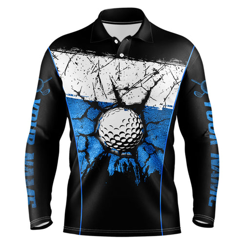 Black, White and Blue Retro broken Golf ball Mens Polo shirt Custom golf outfit for Team mens golf top NQS9788