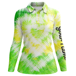 Womens golf polo shirts custom green tie dye golf shirt women's golf attire, lady golf wear NQS6025