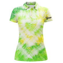 Load image into Gallery viewer, Womens golf polo shirts custom green tie dye golf shirt women&#39;s golf attire, lady golf wear NQS6025