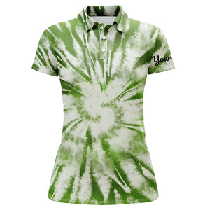 Womens golf polo shirts custom green watercolor tie dye golf shirt women's golf attire, lady golf wear NQS6026