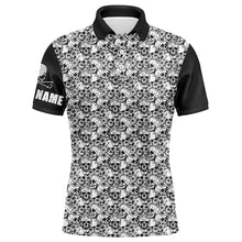 Load image into Gallery viewer, Black and white Mens golf polo shirts custom name skull pattern men's golf outfit NQS6030