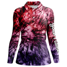 Load image into Gallery viewer, Womens golf polo shirts custom colorful red purple tie dye women&#39;s golf attire, apparel for ladies NQS6033