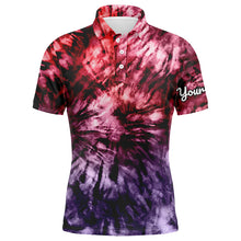 Load image into Gallery viewer, Mens golf polo shirt custom colorful red purple tie dye men&#39;s golf attire, best mens golf wear NQS6033