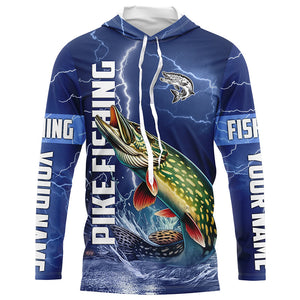 Northern Pike Fishing blue lightning jerseys custom performance Long Sleeve tournament fishing shirts NQS8147