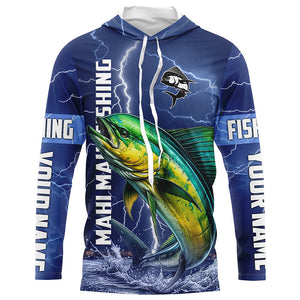 Mahi Mahi Fishing blue lightning jerseys custom performance Long Sleeve tournament fishing shirts NQS8150