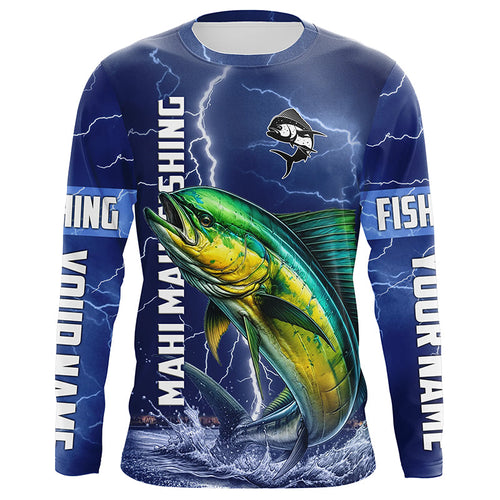 Mahi Mahi Fishing blue lightning jerseys custom performance Long Sleeve tournament fishing shirts NQS8150