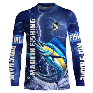 Marlin Fishing blue lightning jerseys custom performance Long Sleeve tournament fishing shirts NQS8151