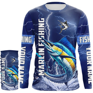 Marlin Fishing blue lightning jerseys custom performance Long Sleeve tournament fishing shirts NQS8151