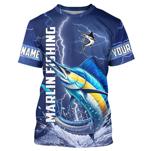 Marlin Fishing blue lightning jerseys custom performance Long Sleeve tournament fishing shirts NQS8151