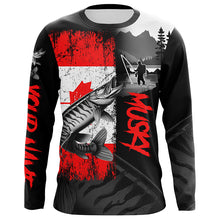 Load image into Gallery viewer, Canadian Flag Musky Fishing Custom long sleeve performance Fishing Shirt, Muskie fishing jerseys NQS8374