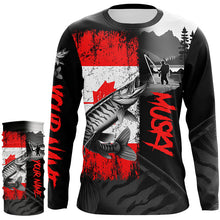 Load image into Gallery viewer, Canadian Flag Musky Fishing Custom long sleeve performance Fishing Shirt, Muskie fishing jerseys NQS8374