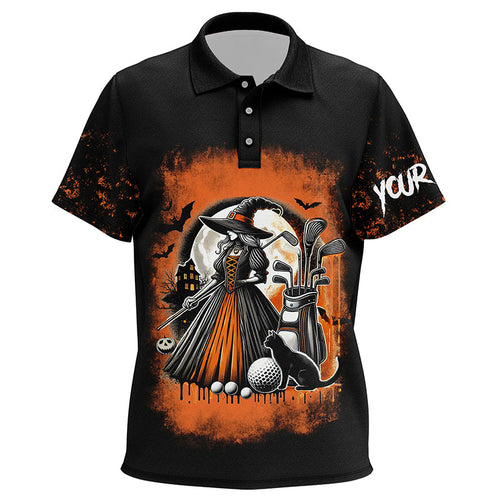 Black and Orange Witch golf Kid golf polo shirt custom Halloween golf tops for kid NQS8377