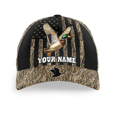 Load image into Gallery viewer, Duck hunting waterfowl camo American flag Custom hunting hat Unisex duck hunting Baseball hat NQS6734