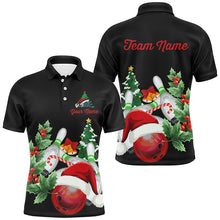 Load image into Gallery viewer, Christmas Bowling Shirts Custom Men Bowling Polo, Quarter zip Shirts black team league bowling jerseys NQS8823