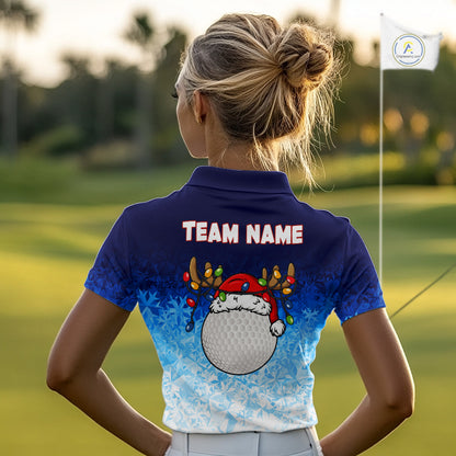 Blue Ice pattern Womens Christmas Golf Shirts Custom Golf clothes For Ladies, Christmas gifts NQS10970