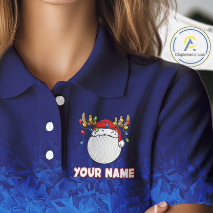 Blue Ice pattern Womens Christmas Golf Shirts Custom Golf clothes For Ladies, Christmas gifts NQS10970