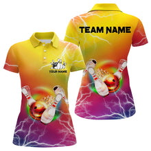 Load image into Gallery viewer, Gradient rainbow lightning thunder storm Bowling Shirts for Women Custom Team Bowling jerseys NQS9297