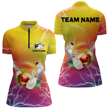 Load image into Gallery viewer, Gradient rainbow lightning thunder storm Bowling Shirts for Women Custom Team Bowling jerseys NQS9297