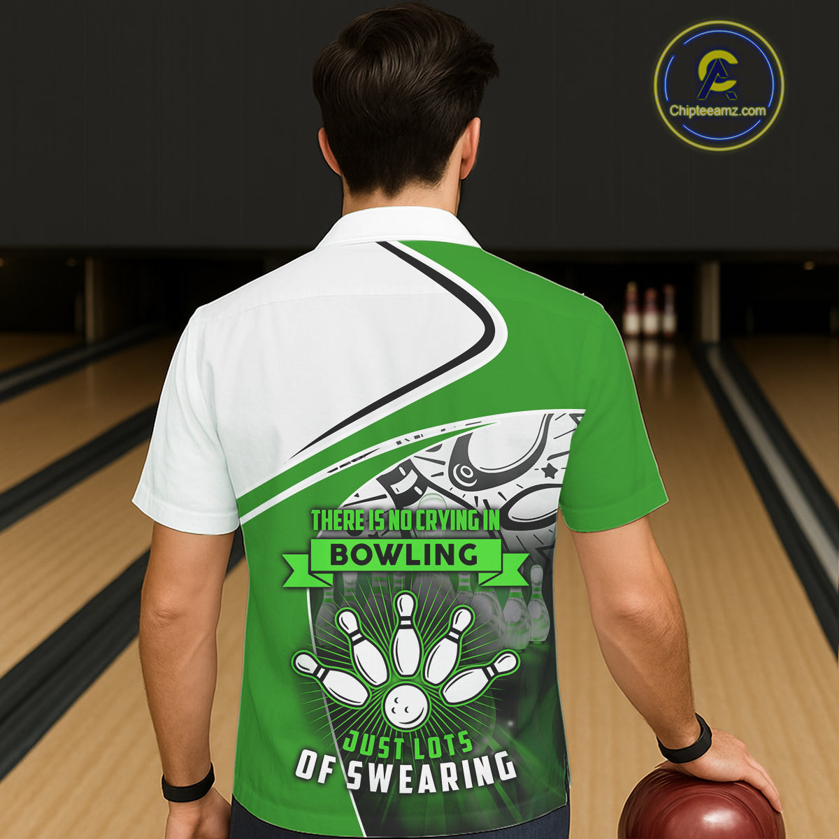 Funny Bowling Hawaiian Shirt custom name There is no crying in bowling just lots of swearing | Green NQS11350