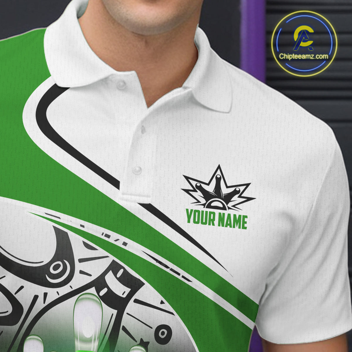 Funny Bowling Shirts For Men custom name There is no crying in bowling just lots of swearing | Green NQS11350
