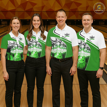 Funny Bowling Shirts For Men custom name There is no crying in bowling just lots of swearing | Green NQS11350