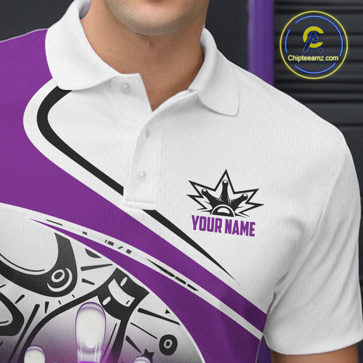 Funny Bowling Shirts For Men custom name There is no crying in bowling just lots of swearing | Purple NQS11351