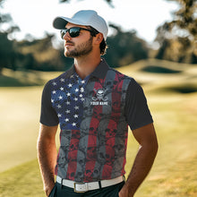 Load image into Gallery viewer, American Flag Skull Camo Golf Polo shirt for Men Custom patriotic golf team uniform NQS9791
