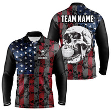 Load image into Gallery viewer, American Flag Skull Camo Golf Polo shirt for Men Custom patriotic golf team uniform NQS9791