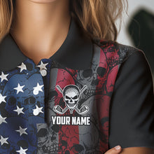 Load image into Gallery viewer, American Flag Skull Camo Golf Polo shirt for Women Custom patriotic golf team uniform NQS9791
