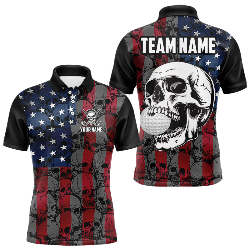 American Flag Skull Camo Golf Polo shirt for Men Custom patriotic golf team uniform NQS9791