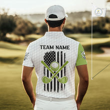 Load image into Gallery viewer, Green and White American Flag Golf Polo shirt for Men Custom patriotic golf team uniform outfit NQS9796