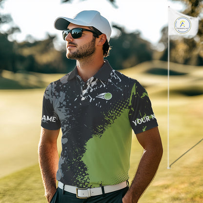 Black and Green Camo Golf Polo shirt for Men Custom golf team uniform golf outfit NQS9797