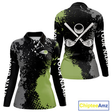 Load image into Gallery viewer, Black and Green Camo Golf Polo shirt for Women Custom golf team uniform golf outfit NQS9797