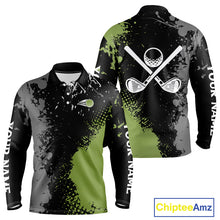 Load image into Gallery viewer, Black and Green Camo Golf Polo shirt for Men Custom golf team uniform golf outfit NQS9797