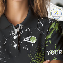 Load image into Gallery viewer, Black and Green Camo Golf Polo shirt for Women Custom golf team uniform golf outfit NQS9797