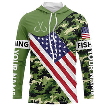 Load image into Gallery viewer, Green camo American flag Custom patriotic performance Fishing Shirts, tournament fishing jerseys NQS7566