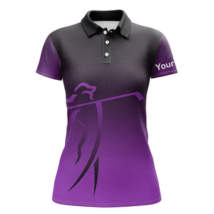 Womens golf polos shirts custom name purple gradient golf apparel, coolest polo shirts for ladies NQS7953